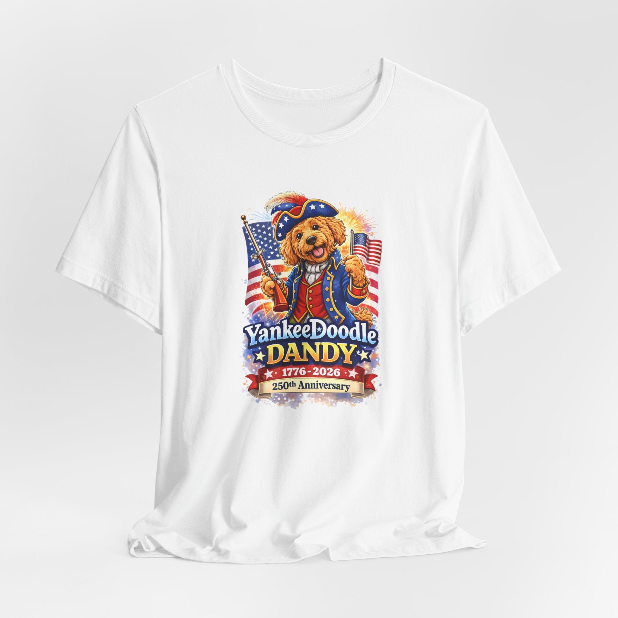 Golden Doodle 4th of July Tee — USA 250 Birthday Doodle Design
