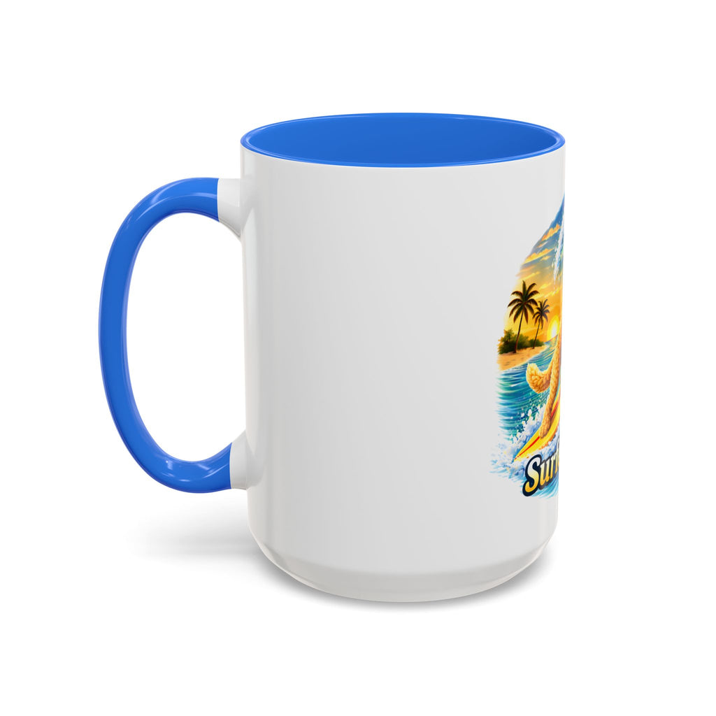 Golden Doodle Surfing Coffee Mug — Funny Colorful (15oz)