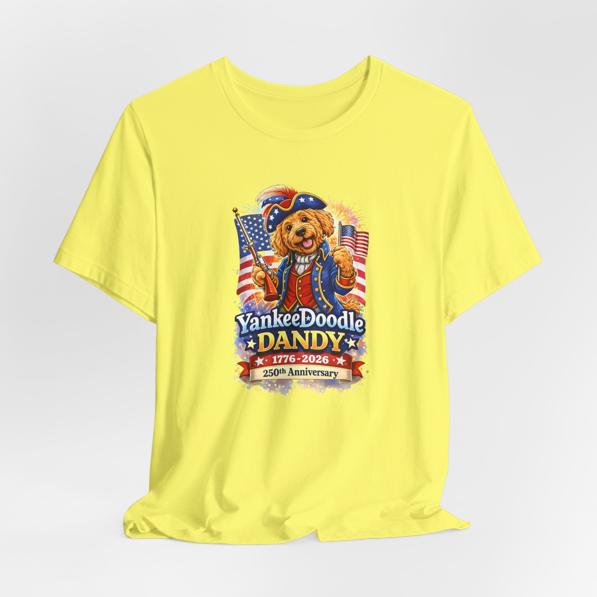 Golden Doodle 4th of July Tee — USA 250 Birthday Doodle Design