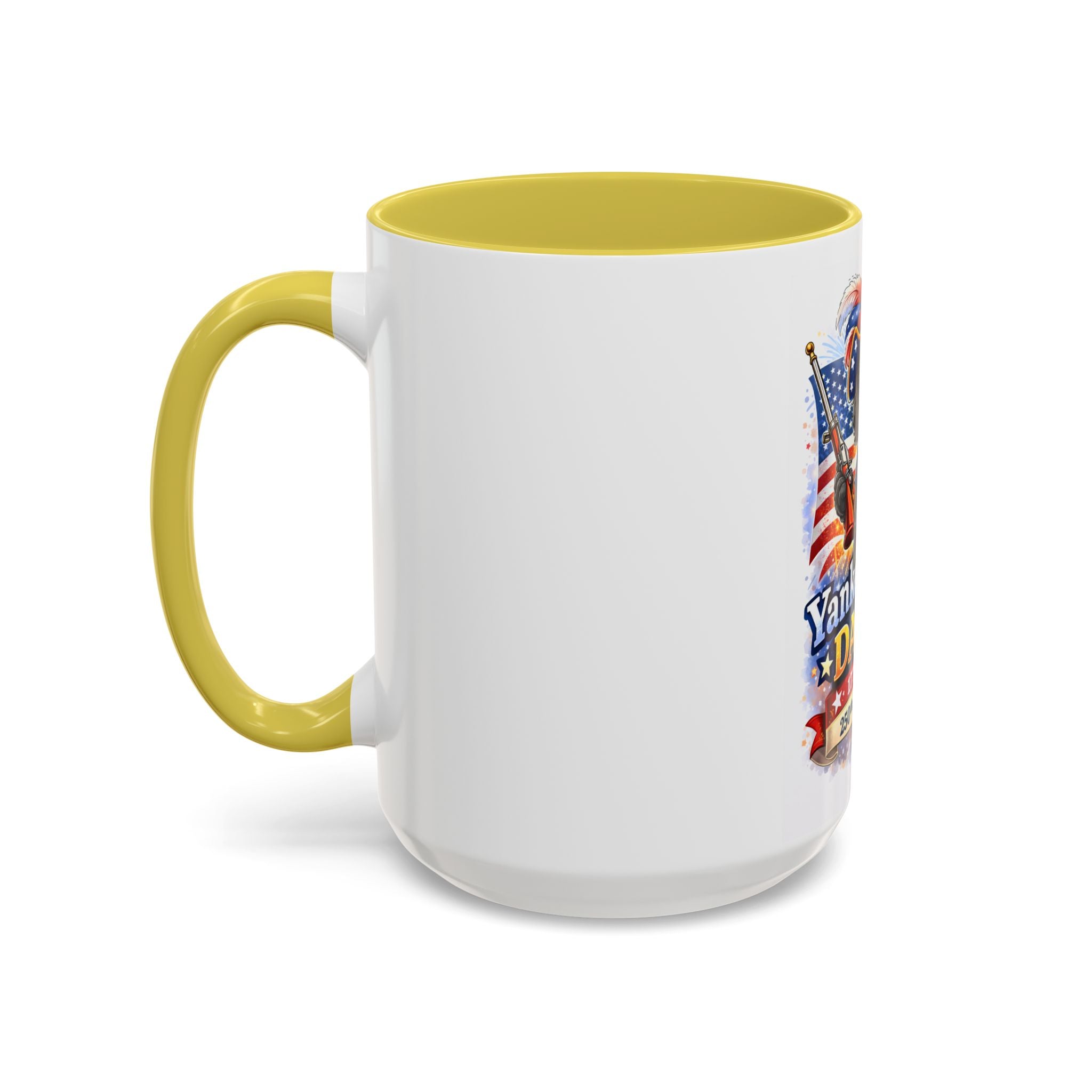 Fourth of July Yankee Doodle Dandy Mug — USA 250th Birthday Doodle Design (15oz)