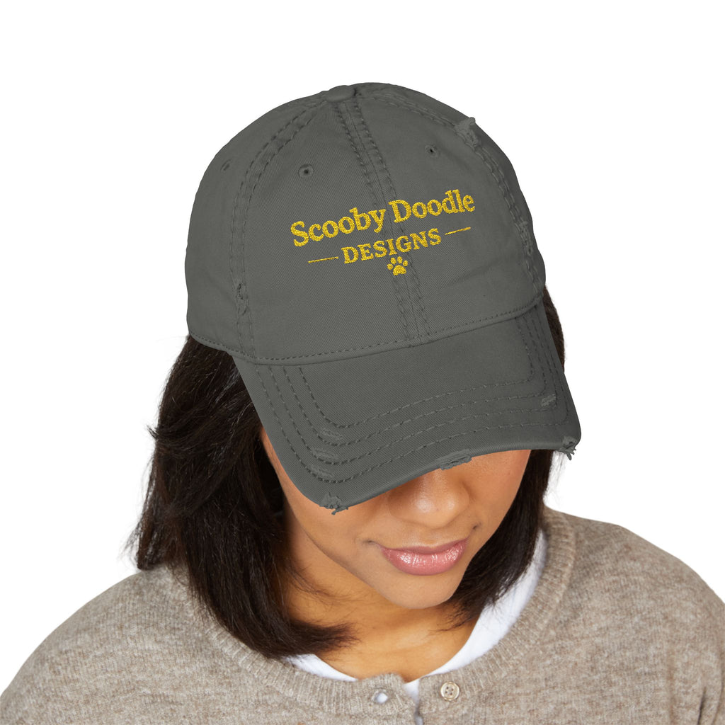 Distressed Embroidered Dad Hat - "Scooby Doodle Designs" Logo Cap