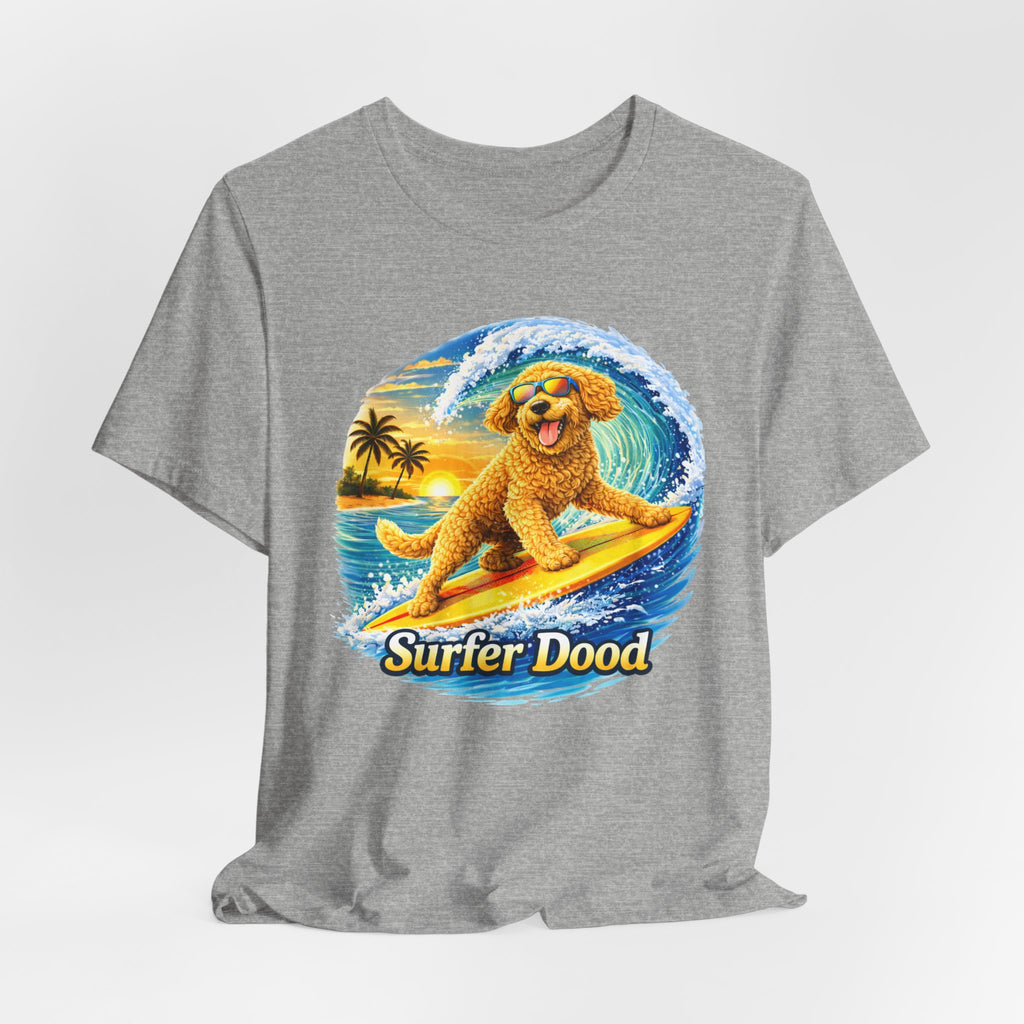 Surfer Dood T-Shirt — Cute Golden Doodle Surfing Graphic Tee