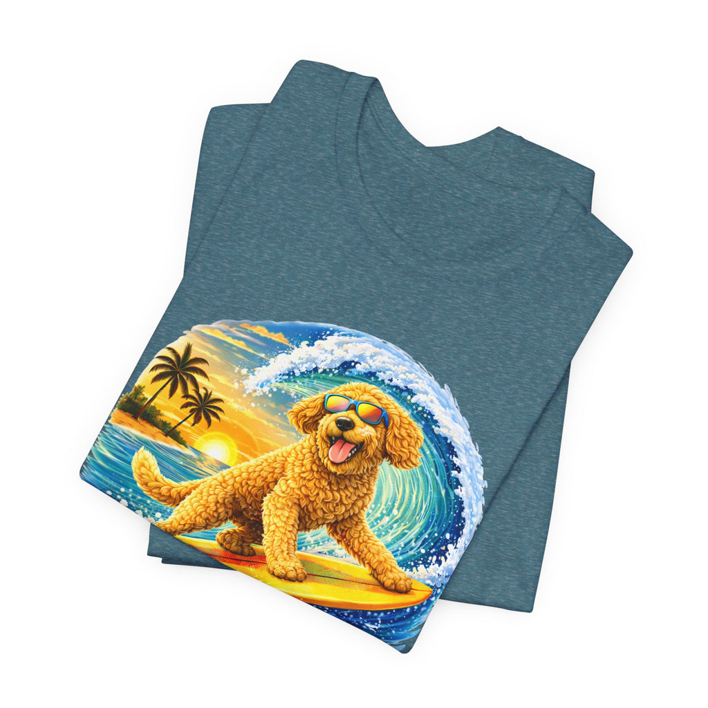 Surfer Dood T-Shirt — Cute Golden Doodle Surfing Graphic Tee