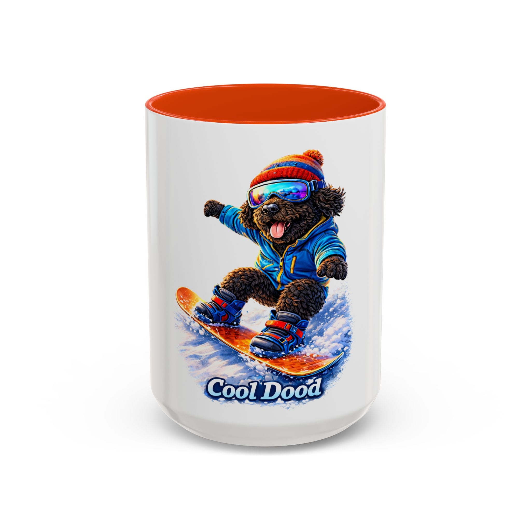 Cool Dood Snowboarding Black Golden Doodle  Mug — (15oz)