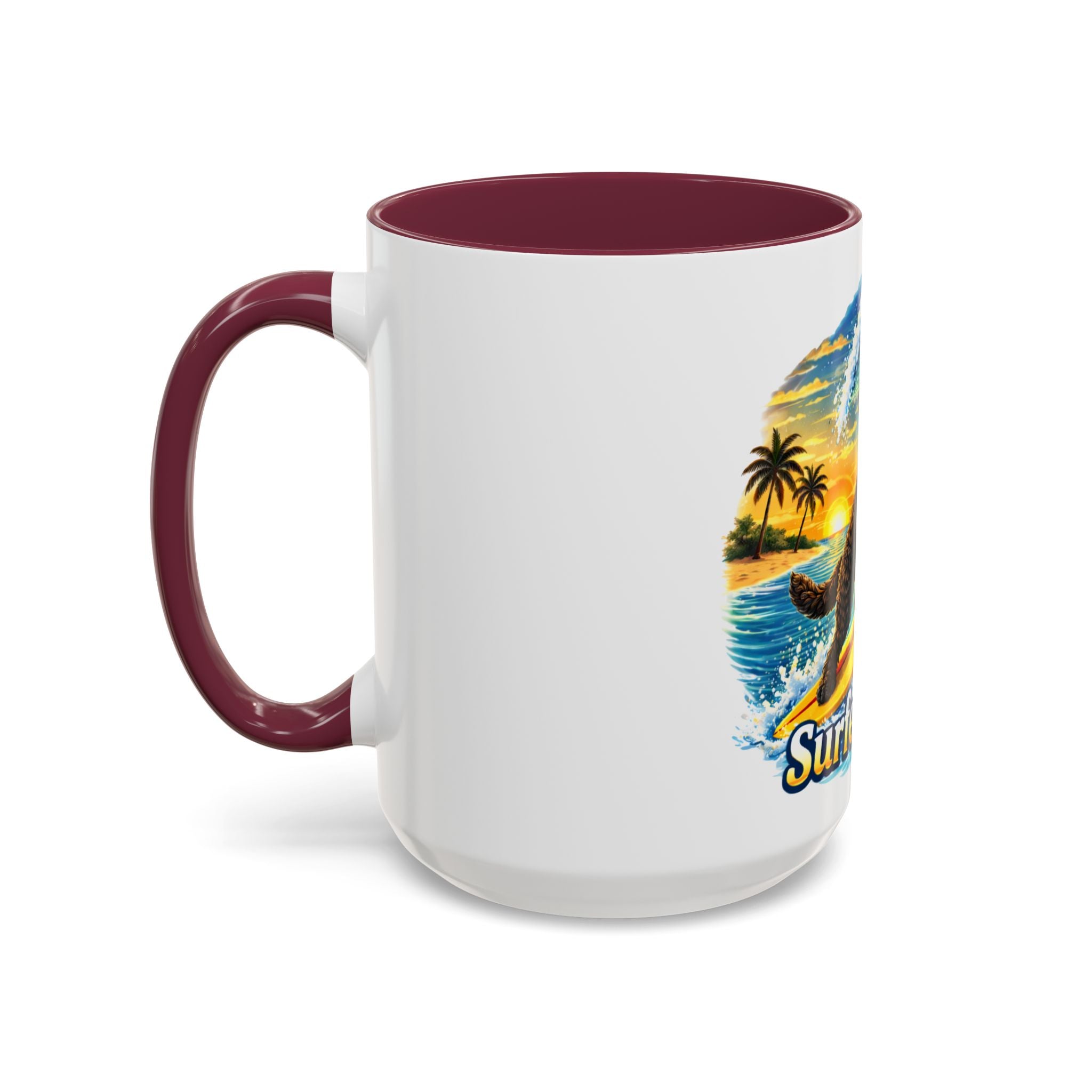 Surfer Dood Coffee Mug – Surfing Dog Graphic (15oz)