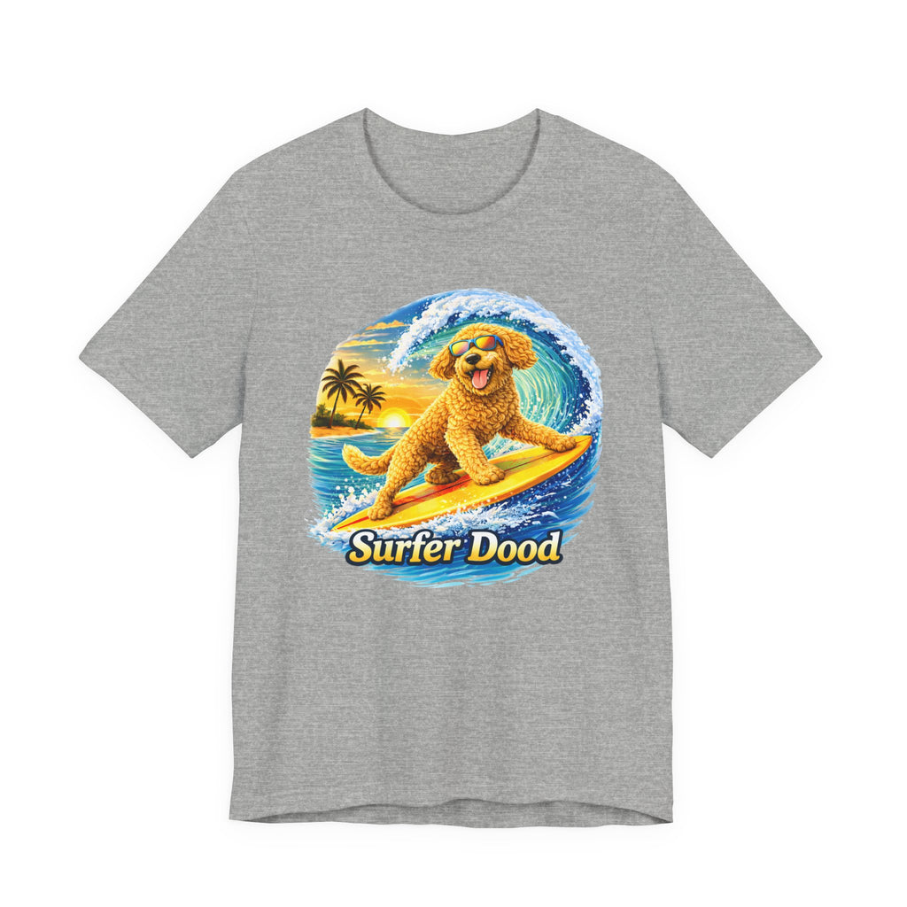 Surfer Dood T-Shirt — Cute Golden Doodle Surfing Graphic Tee