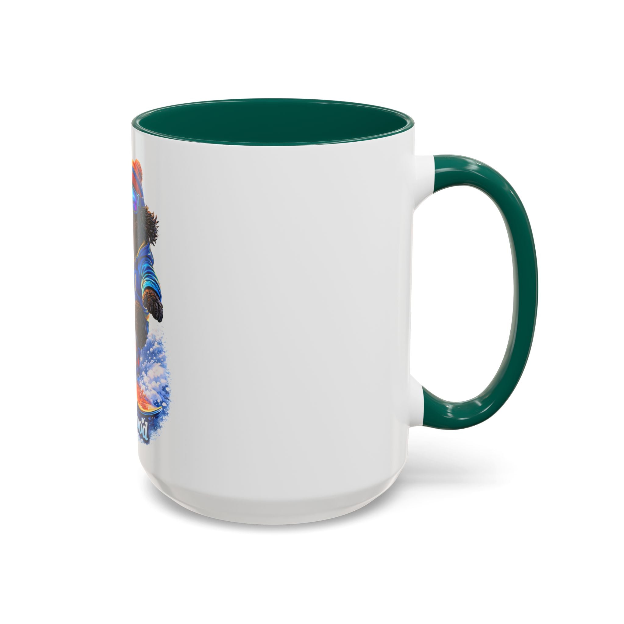Cool Dood Snowboarding Black Golden Doodle  Mug — (15oz)
