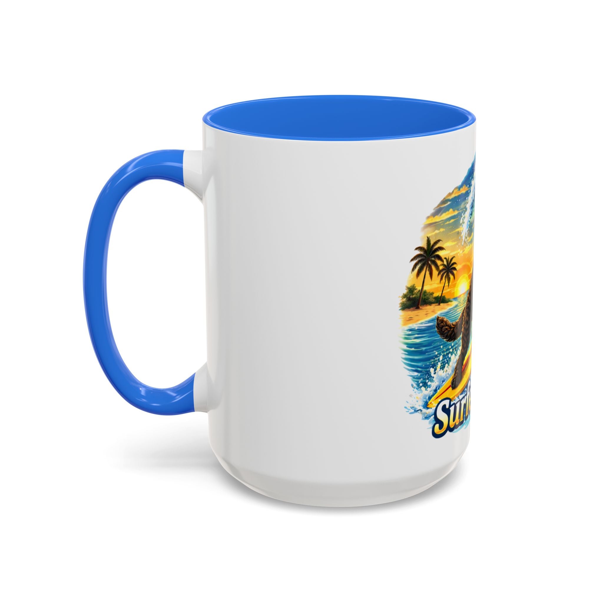 Surfer Dood Coffee Mug – Surfing Dog Graphic (15oz)