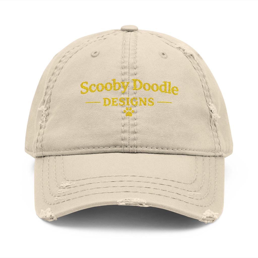 Distressed Embroidered Dad Hat - "Scooby Doodle Designs" Logo Cap