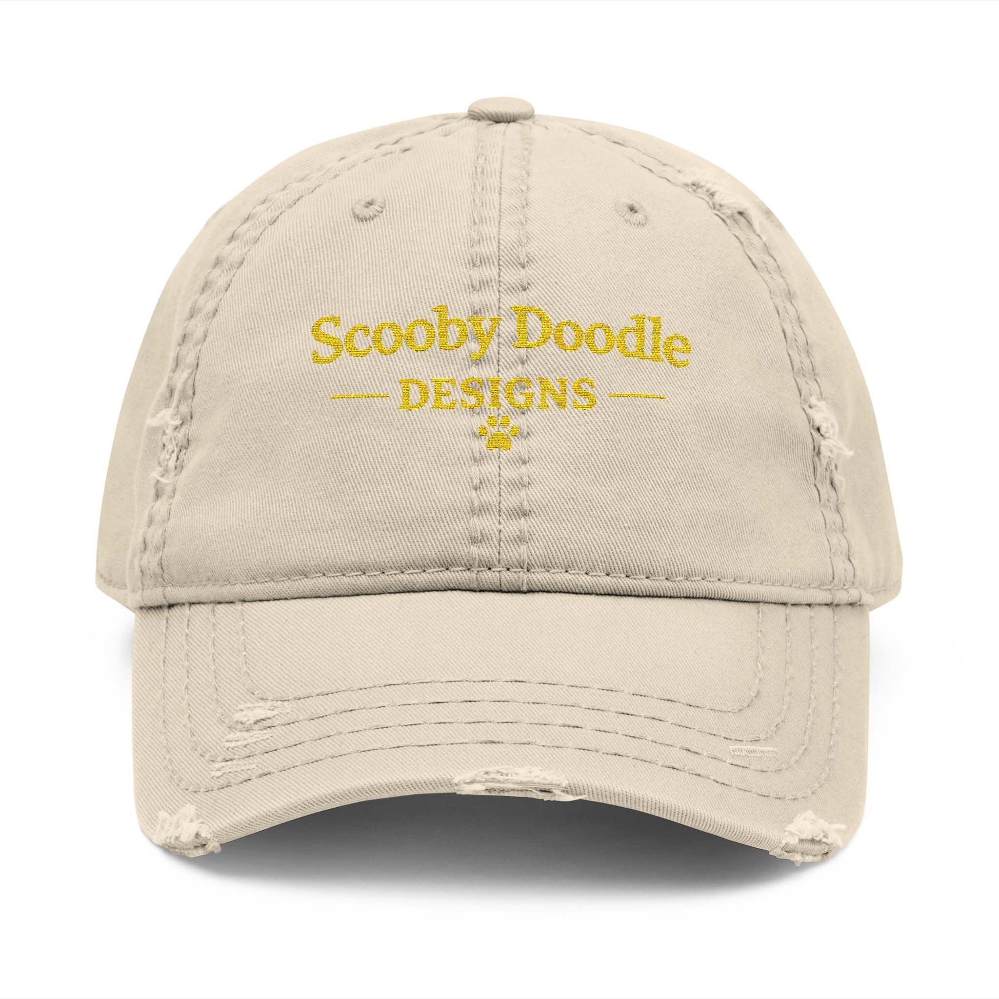 Distressed Embroidered Dad Hat - "Scooby Doodle Designs" Logo Cap