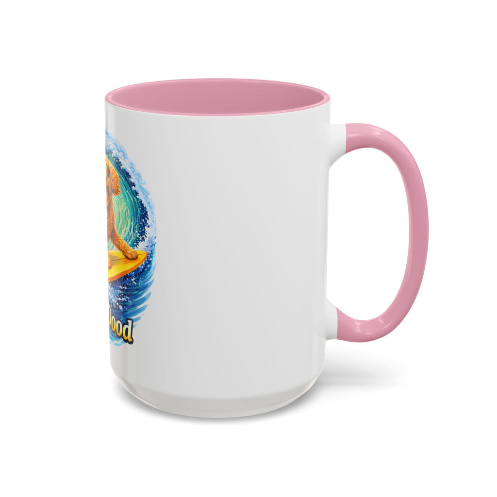 Golden Doodle Surfing Coffee Mug — Funny Colorful (15oz)