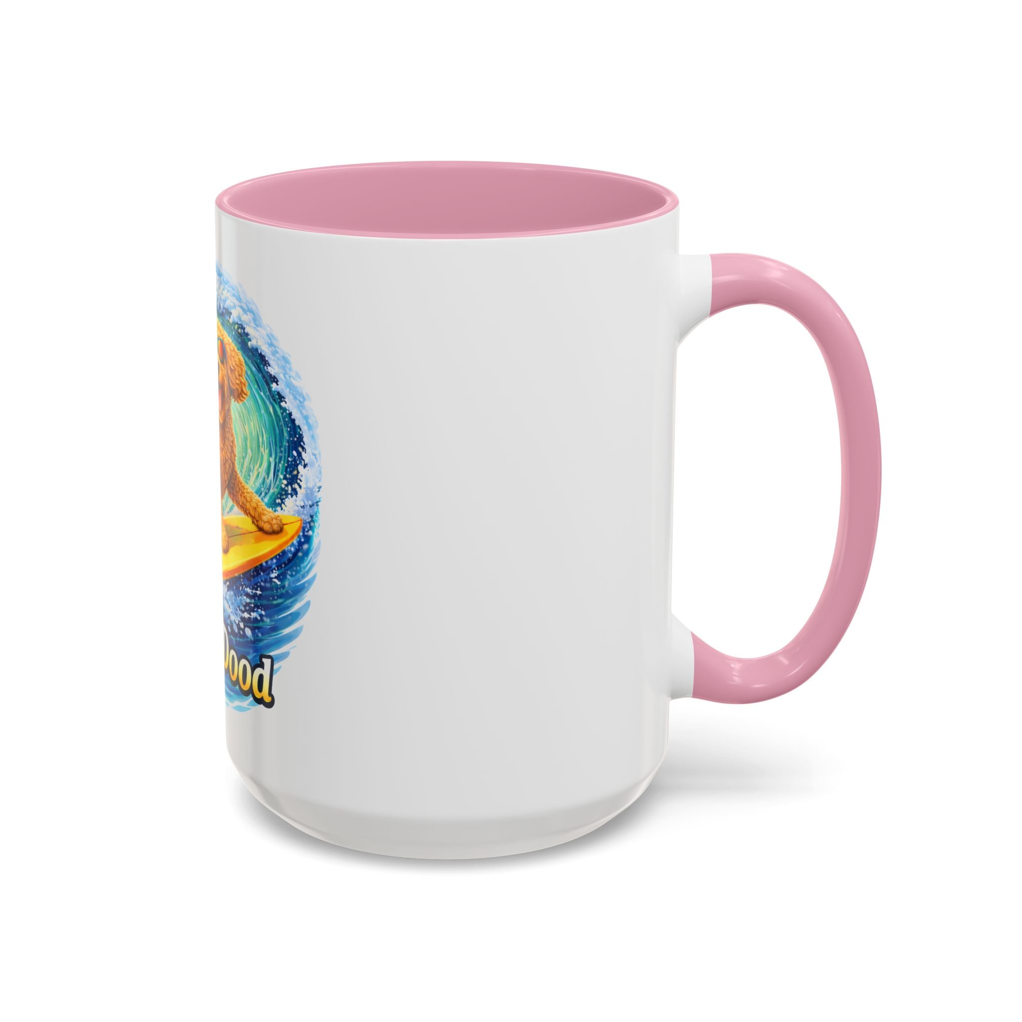 Golden Doodle Surfing Coffee Mug — Funny Colorful (15oz)