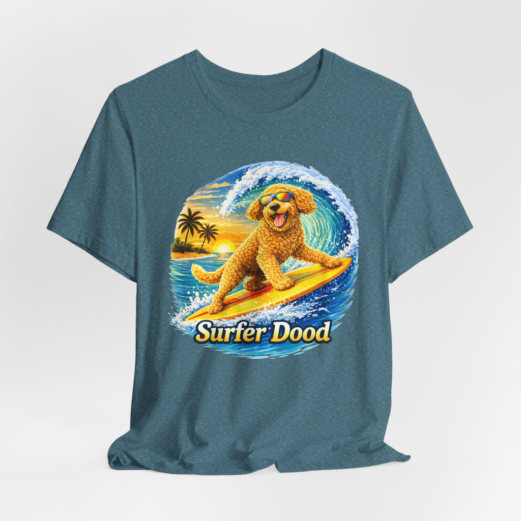 Surfer Dood T-Shirt — Cute Golden Doodle Surfing Graphic Tee