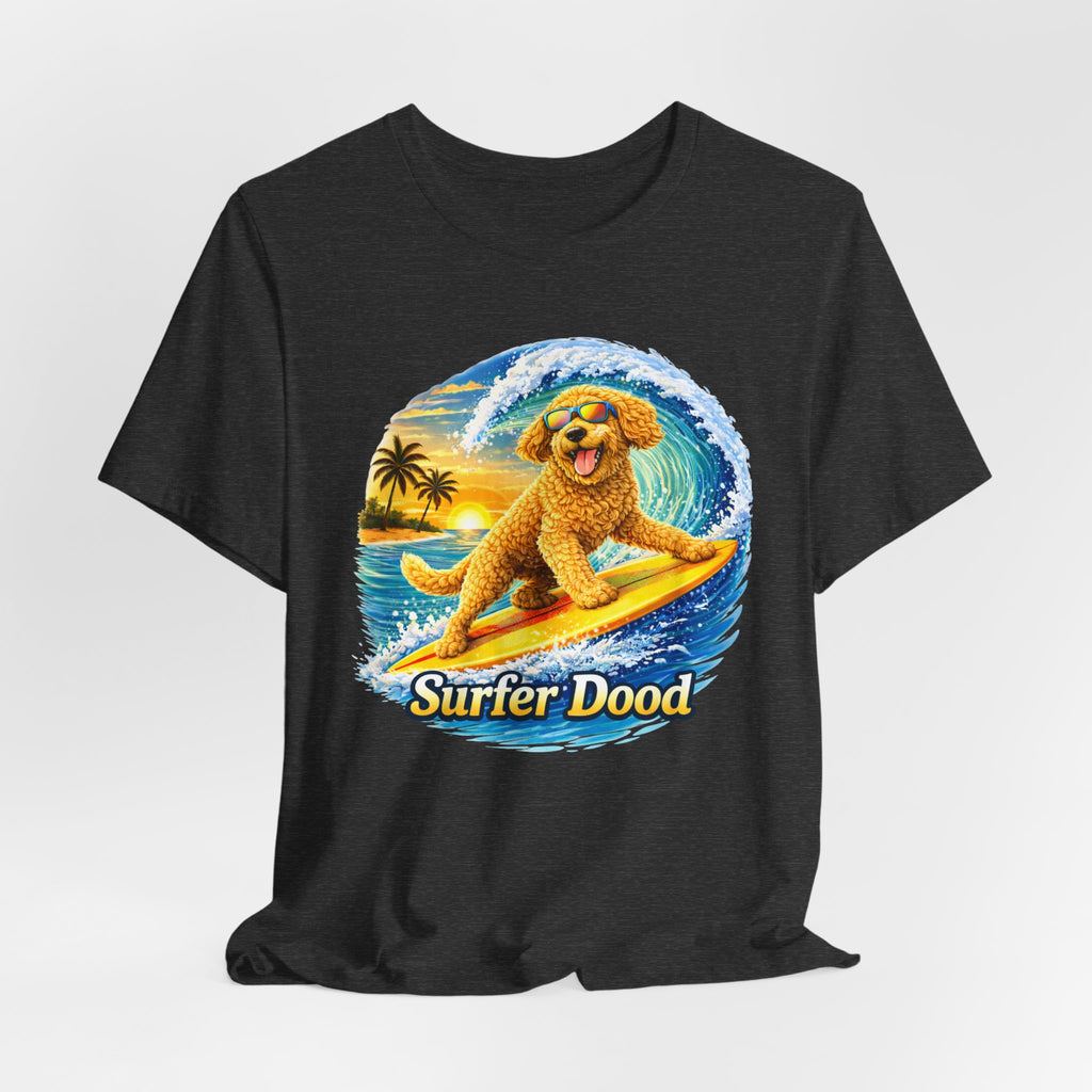 Surfer Dood T-Shirt — Cute Golden Doodle Surfing Graphic Tee