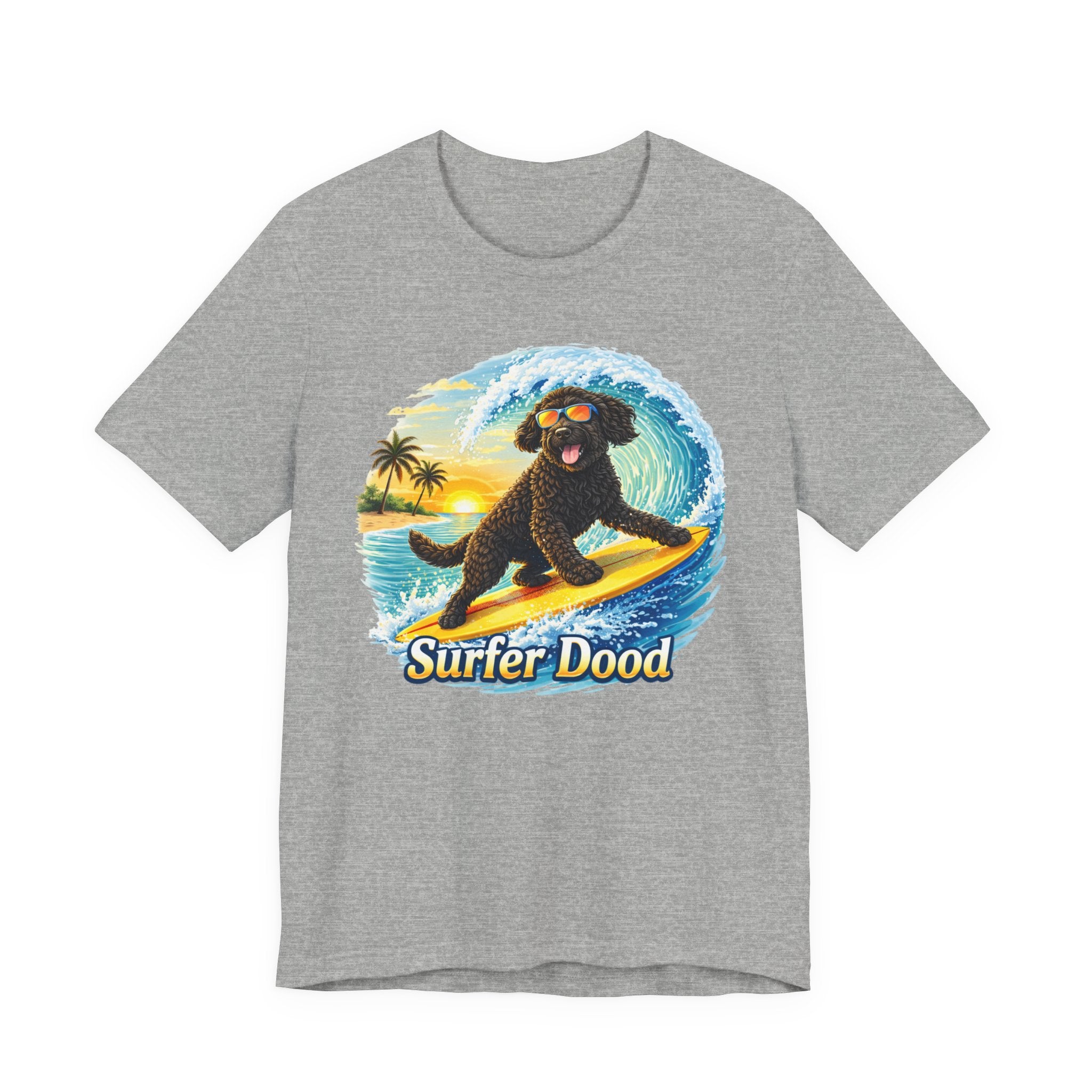 Surfer Dood T-Shirt — Cute Surfing Goldendoodle Dog Tee