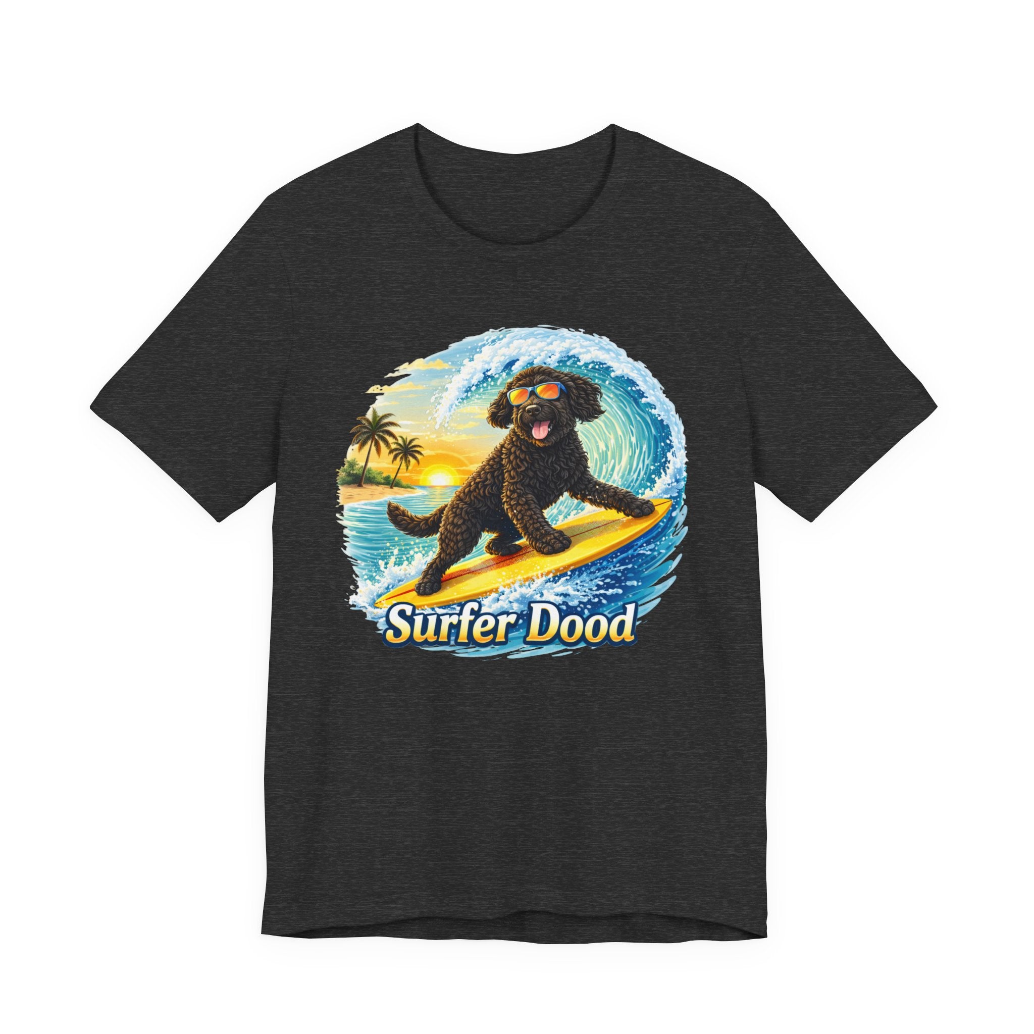 Surfer Dood T-Shirt — Cute Surfing Goldendoodle Dog Tee