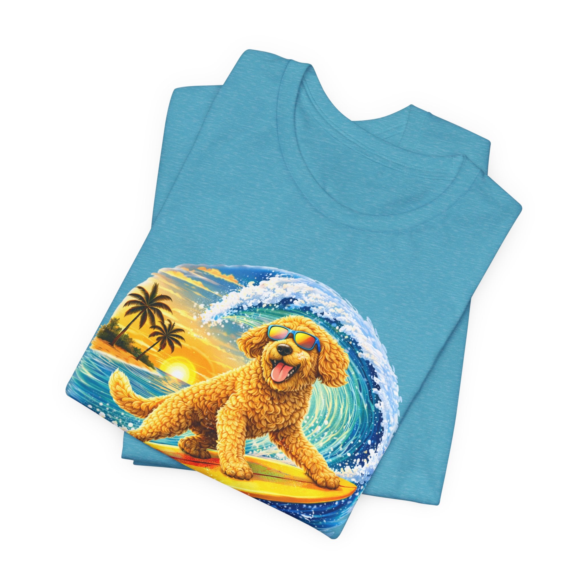 Surfer Dood T-Shirt — Cute Golden Doodle Surfing Graphic Tee