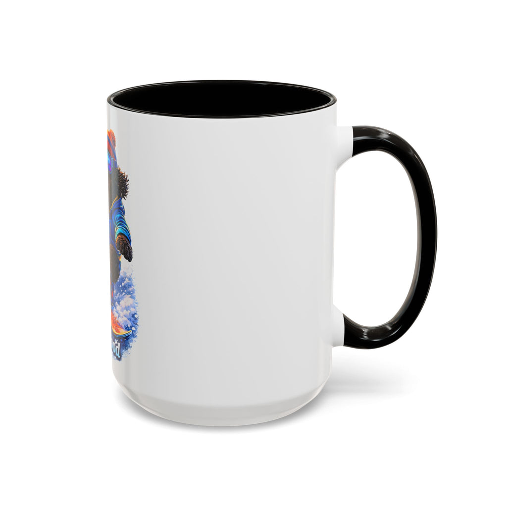 Cool Dood Snowboarding Black Golden Doodle  Mug — (15oz)