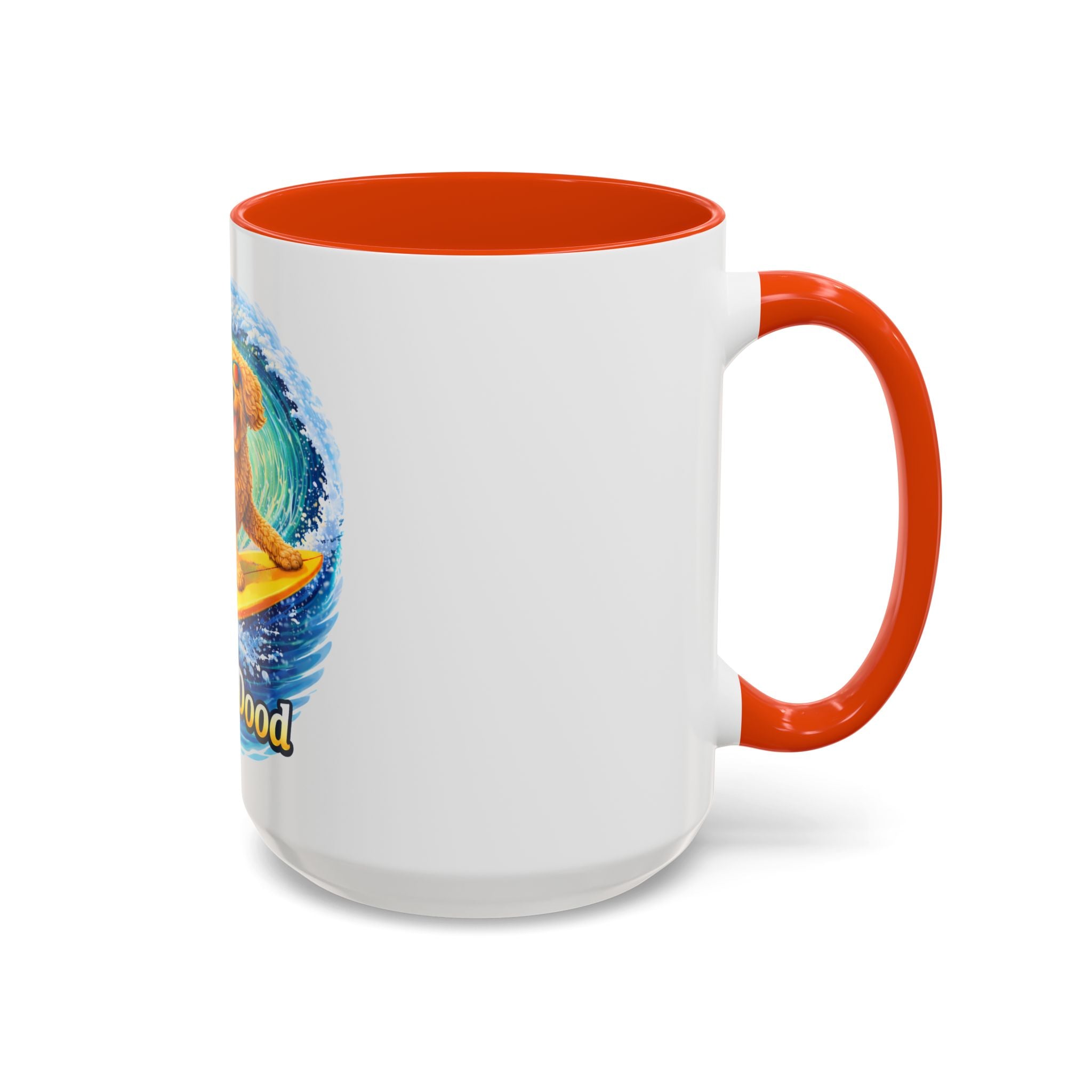 Golden Doodle Surfing Coffee Mug — Funny Colorful (15oz)