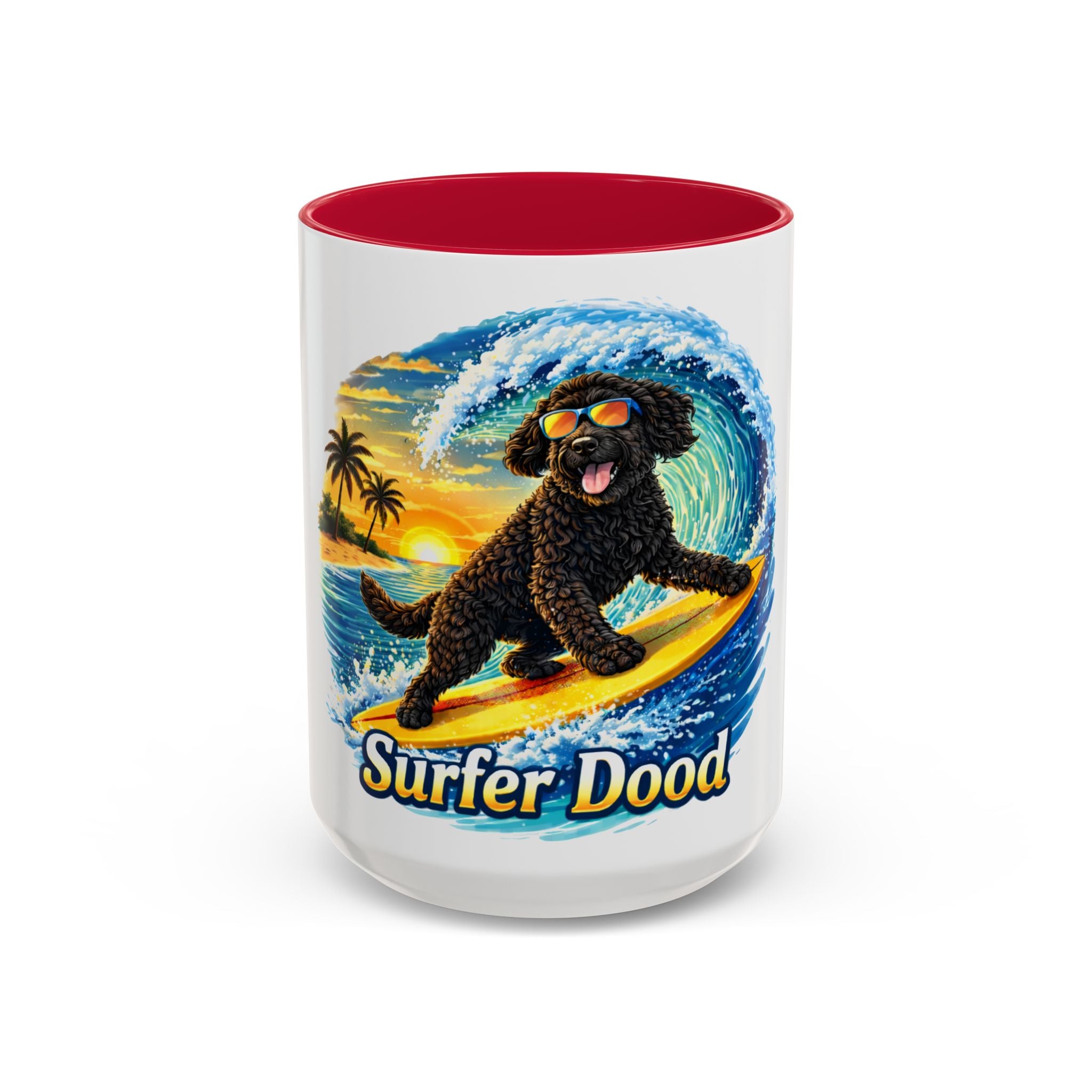 Surfer Dood Coffee Mug – Surfing Dog Graphic (15oz)
