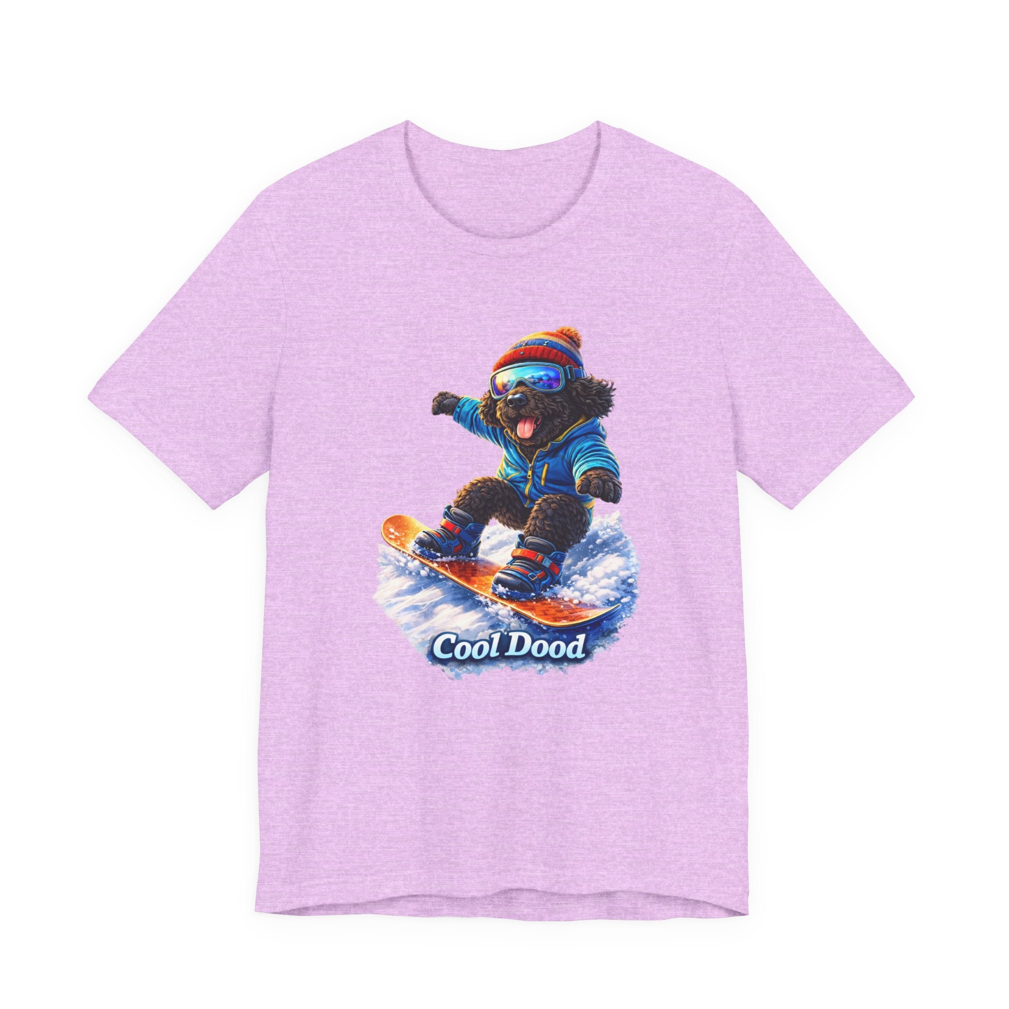 Cool Dood Snowboarding Tee — Cute Black Golden Doodle Snowboard Graphic T‑Shirt