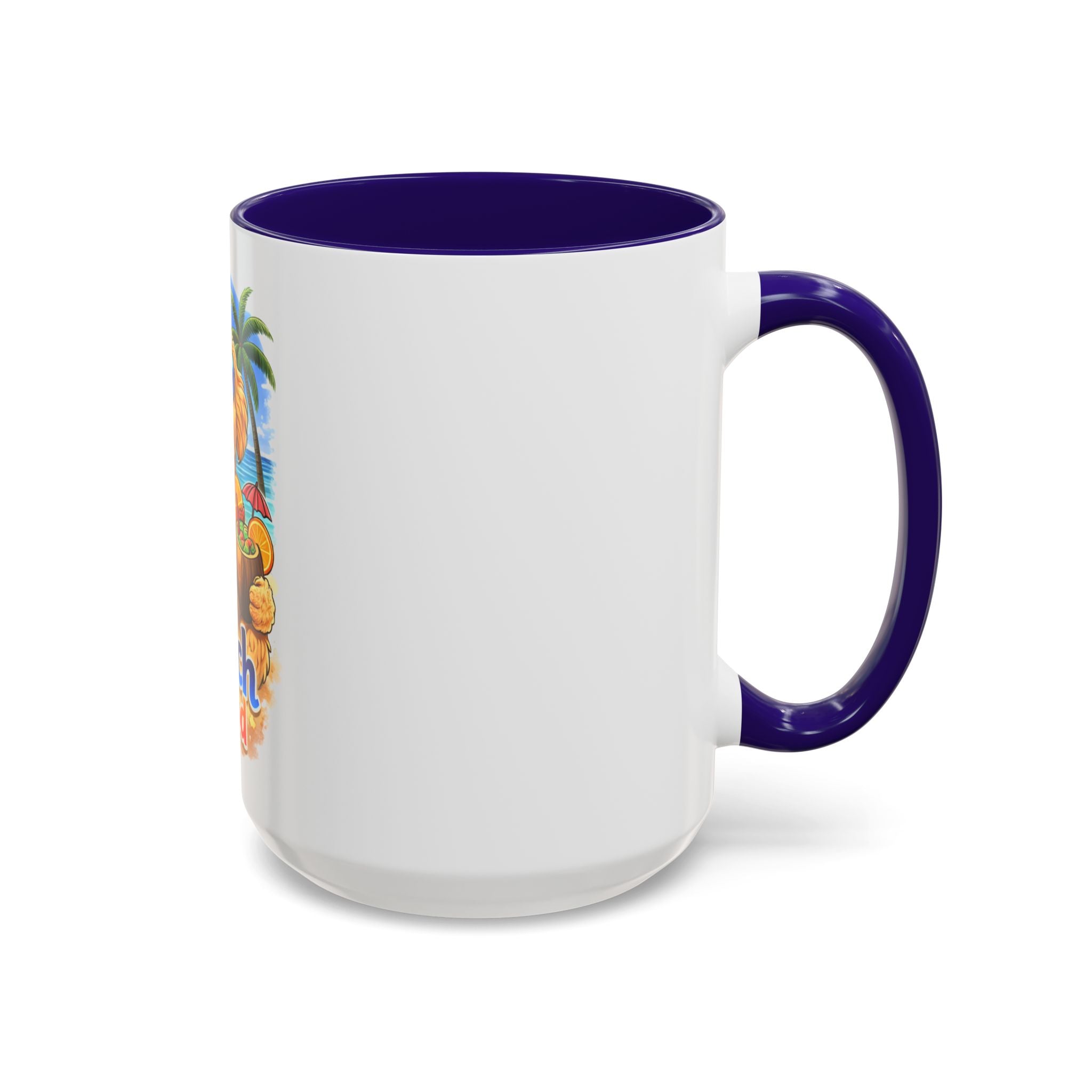 Beach Dood Dog Mug — Cute Golden Doodle with Sunglasses & Tropical Drink (15oz)