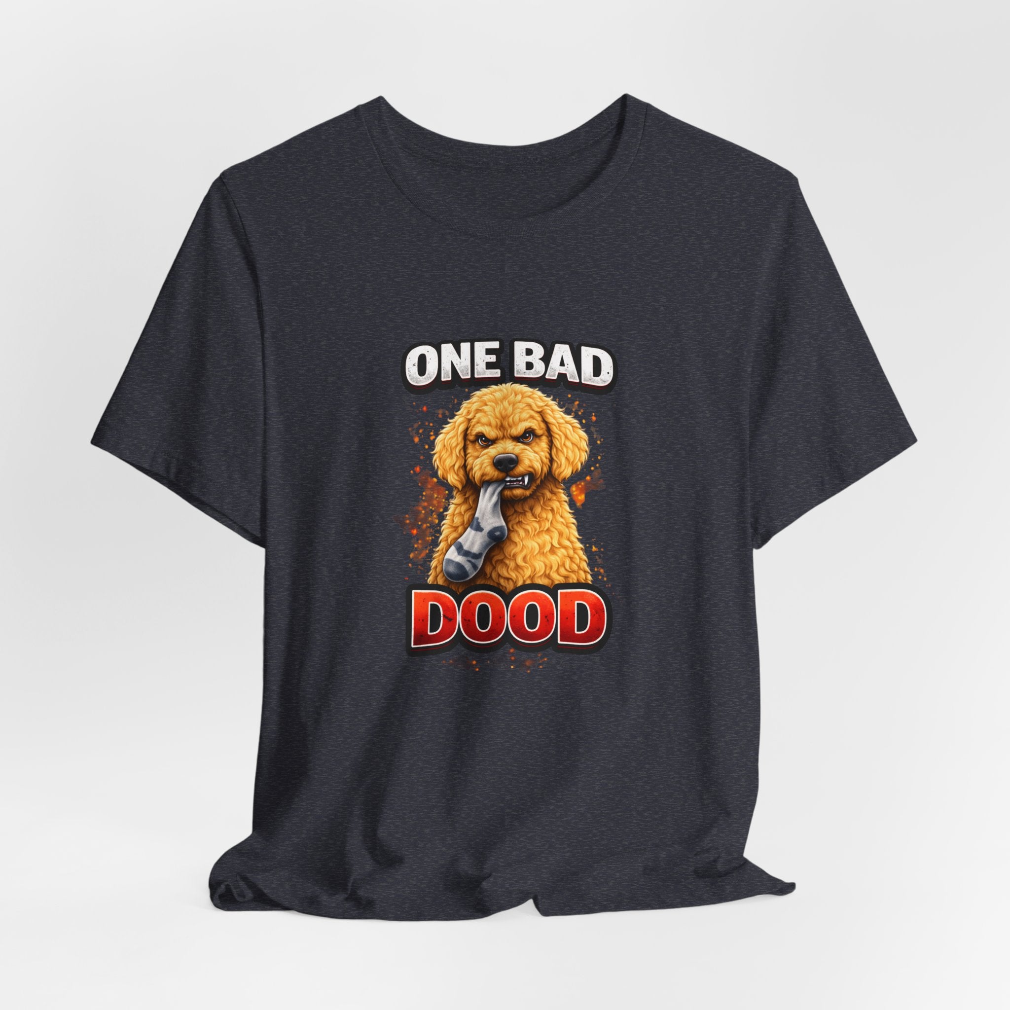 One Bad Dood Dog T-Shirt — Funny Golden Doodle Cartoon Tee for Dog Lovers