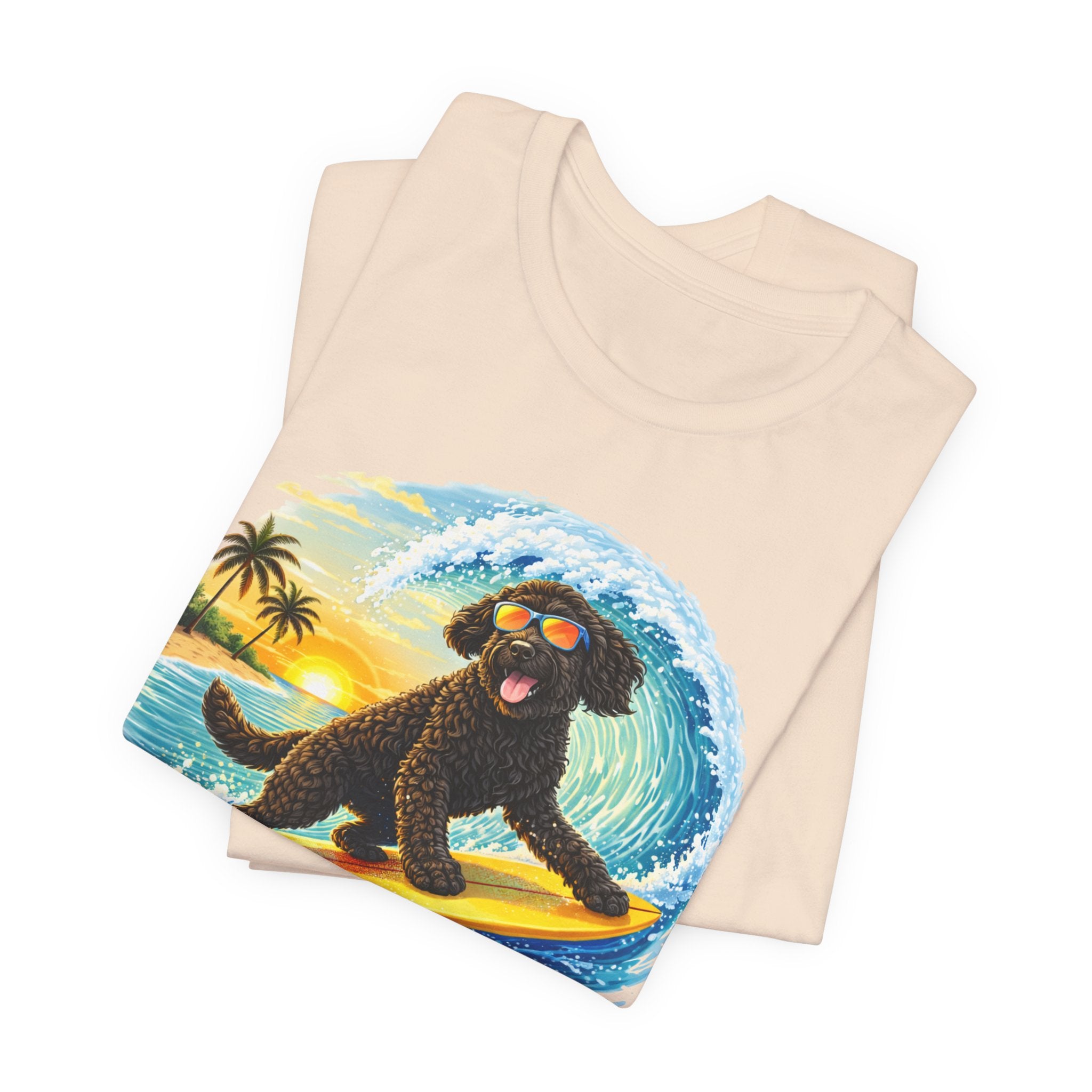 Surfer Dood T-Shirt — Cute Surfing Goldendoodle Dog Tee