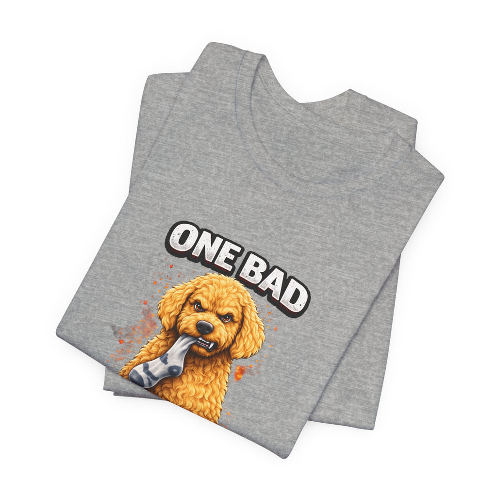 One Bad Dood Dog T-Shirt — Funny Golden Doodle Cartoon Tee for Dog Lovers