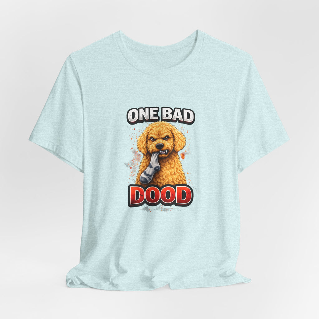 One Bad Dood Dog T-Shirt — Funny Golden Doodle Cartoon Tee for Dog Lovers
