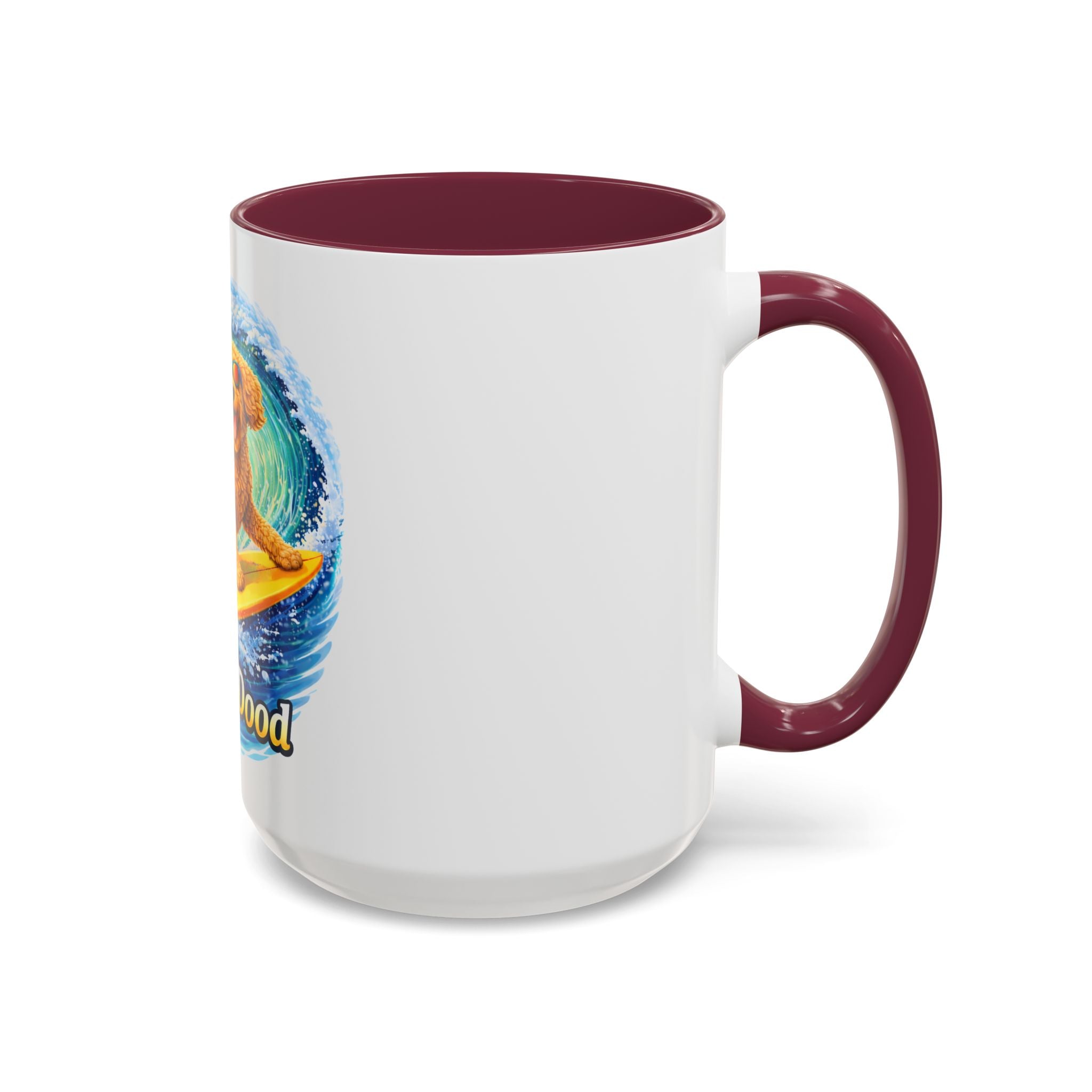 Golden Doodle Surfing Coffee Mug — Funny Colorful (15oz)