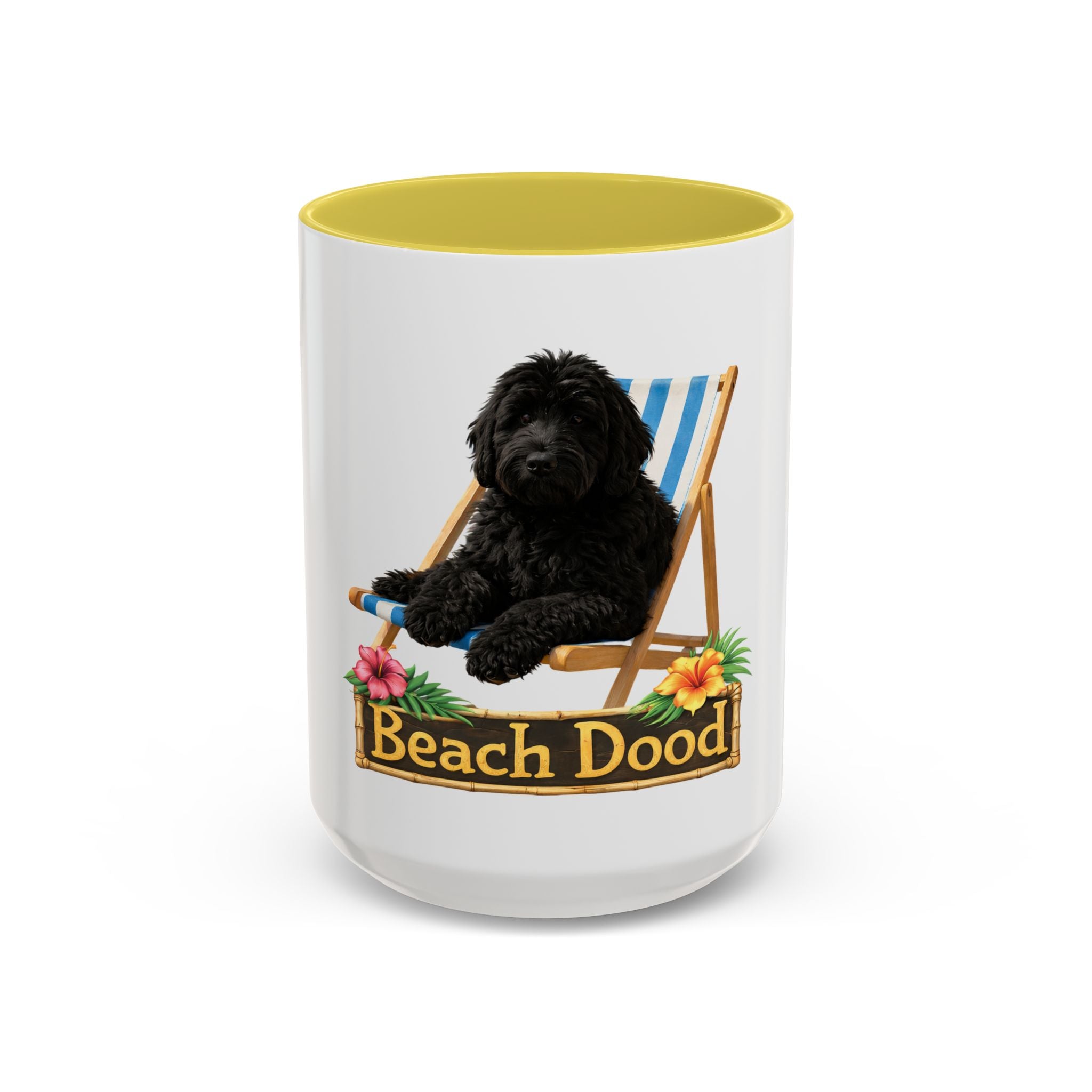 Beach Dood - Black Golden Doodle Beach Chair Mug - (15oz)
