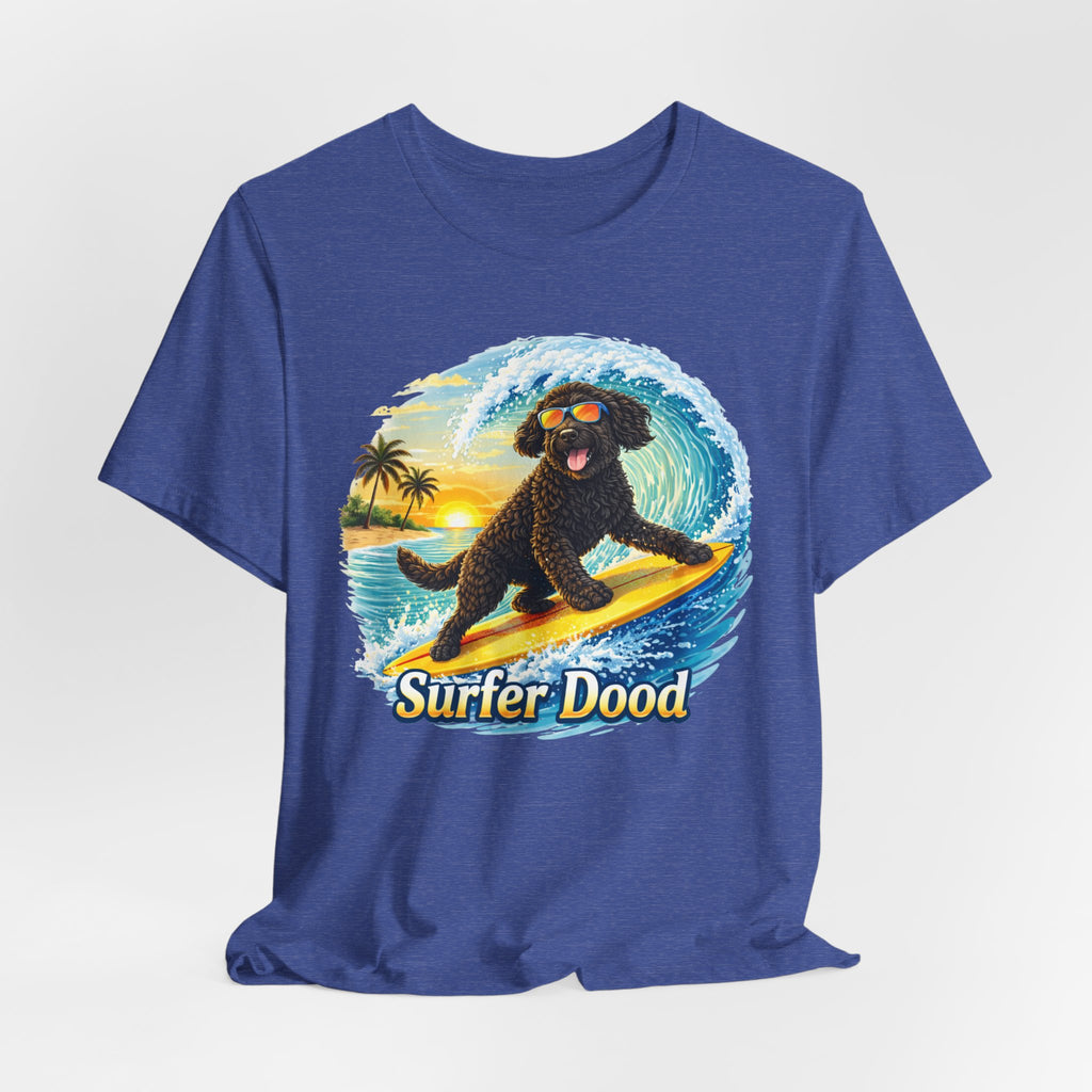 Surfer Dood T-Shirt — Cute Surfing Goldendoodle Dog Tee