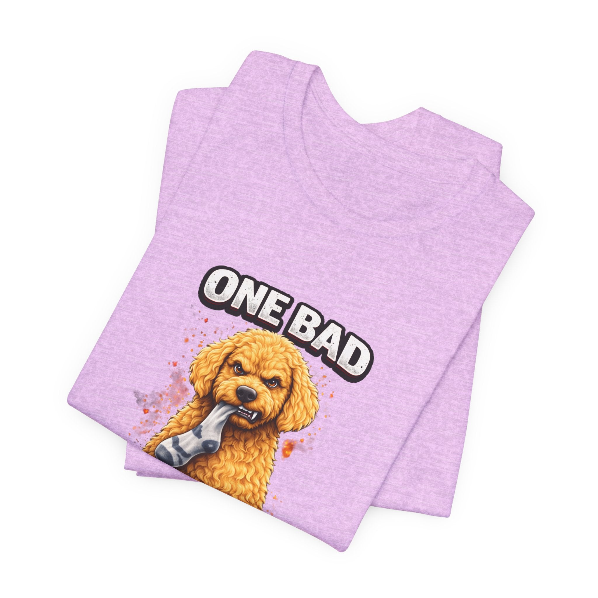 One Bad Dood Dog T-Shirt — Funny Golden Doodle Cartoon Tee for Dog Lovers