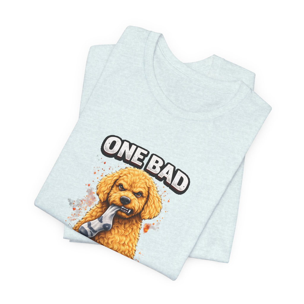 One Bad Dood Dog T-Shirt — Funny Golden Doodle Cartoon Tee for Dog Lovers