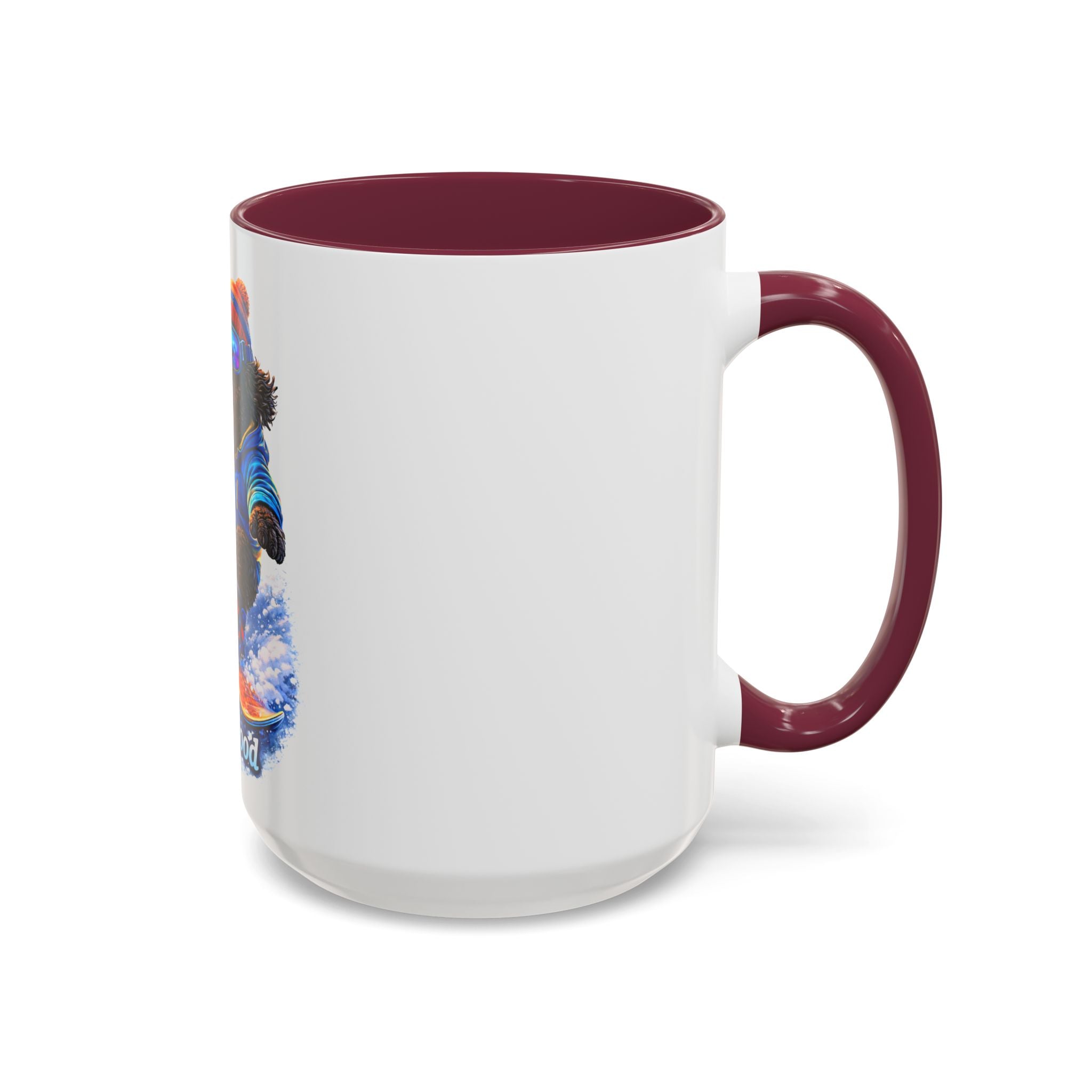 Cool Dood Snowboarding Black Golden Doodle  Mug — (15oz)