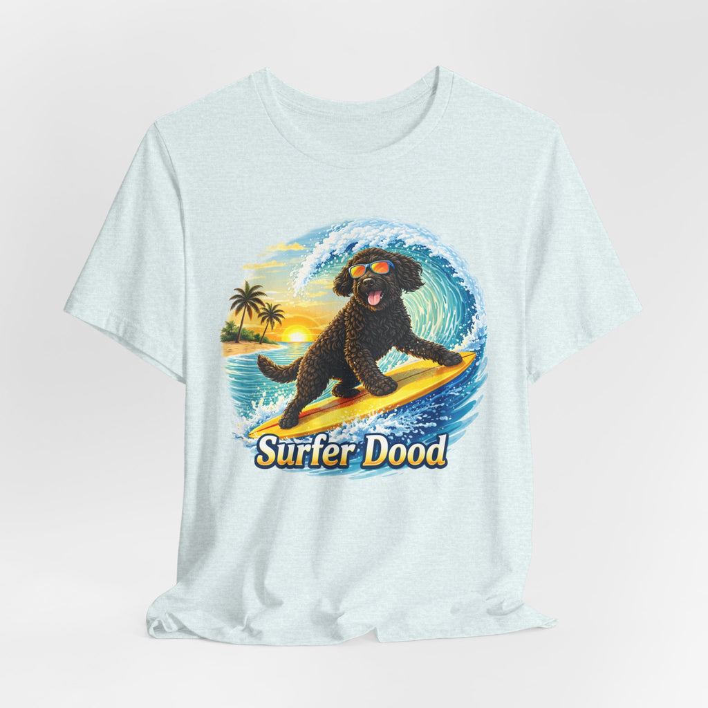Surfer Dood T-Shirt — Cute Surfing Goldendoodle Dog Tee