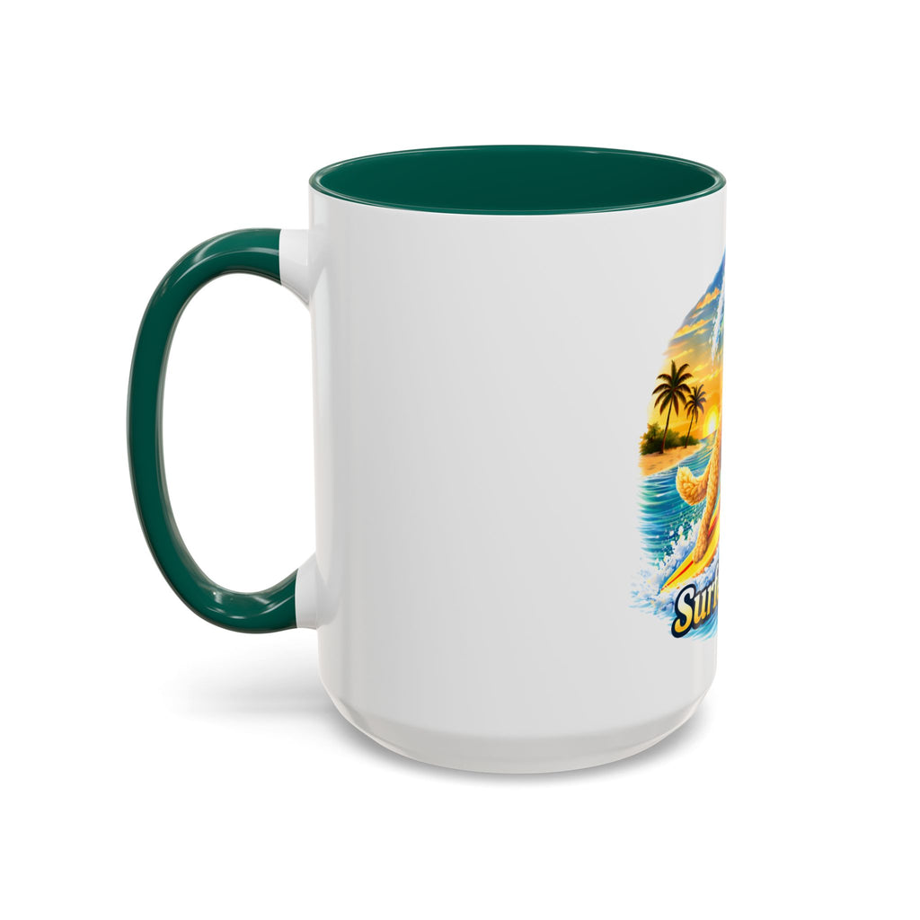 Golden Doodle Surfing Coffee Mug — Funny Colorful (15oz)