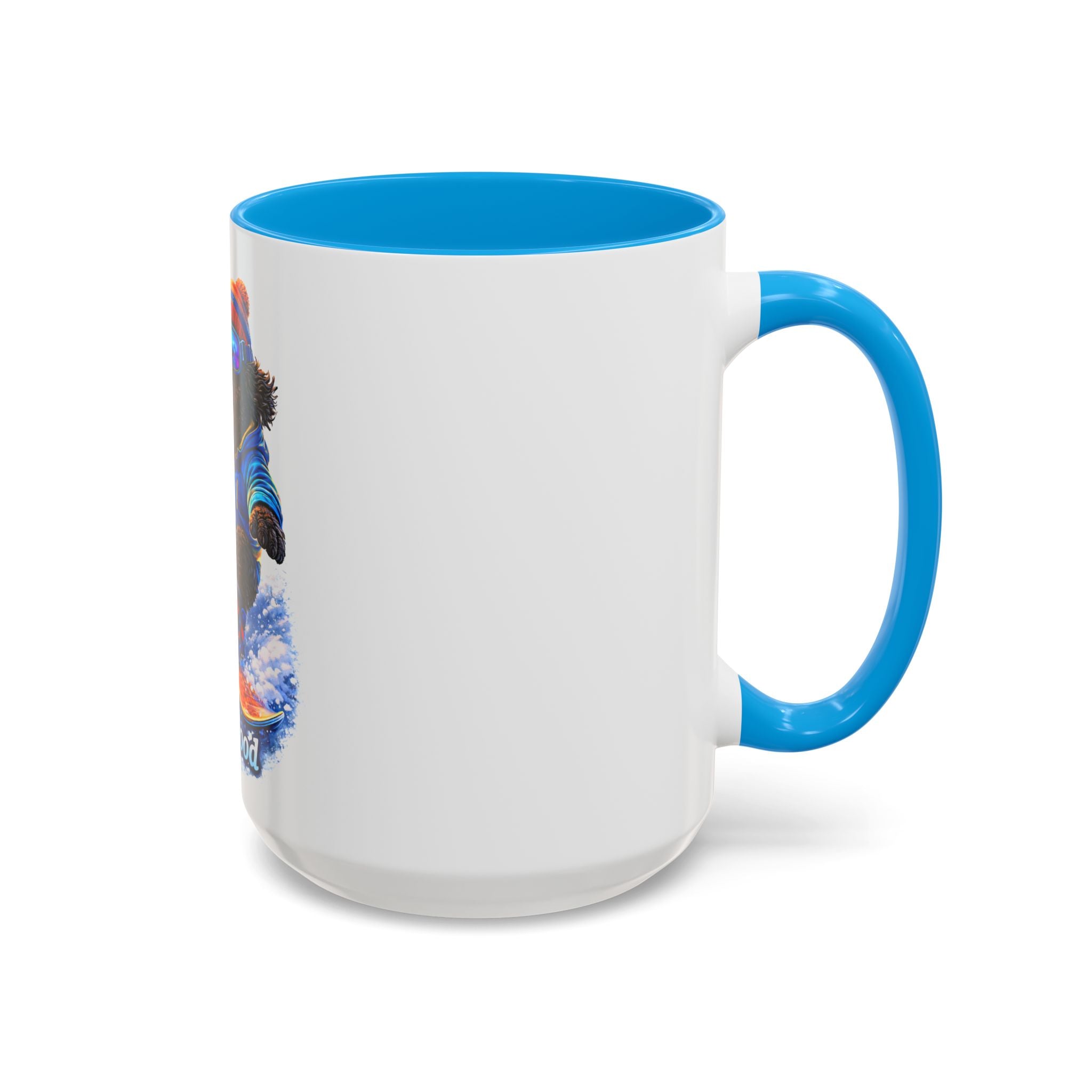 Cool Dood Snowboarding Black Golden Doodle  Mug — (15oz)