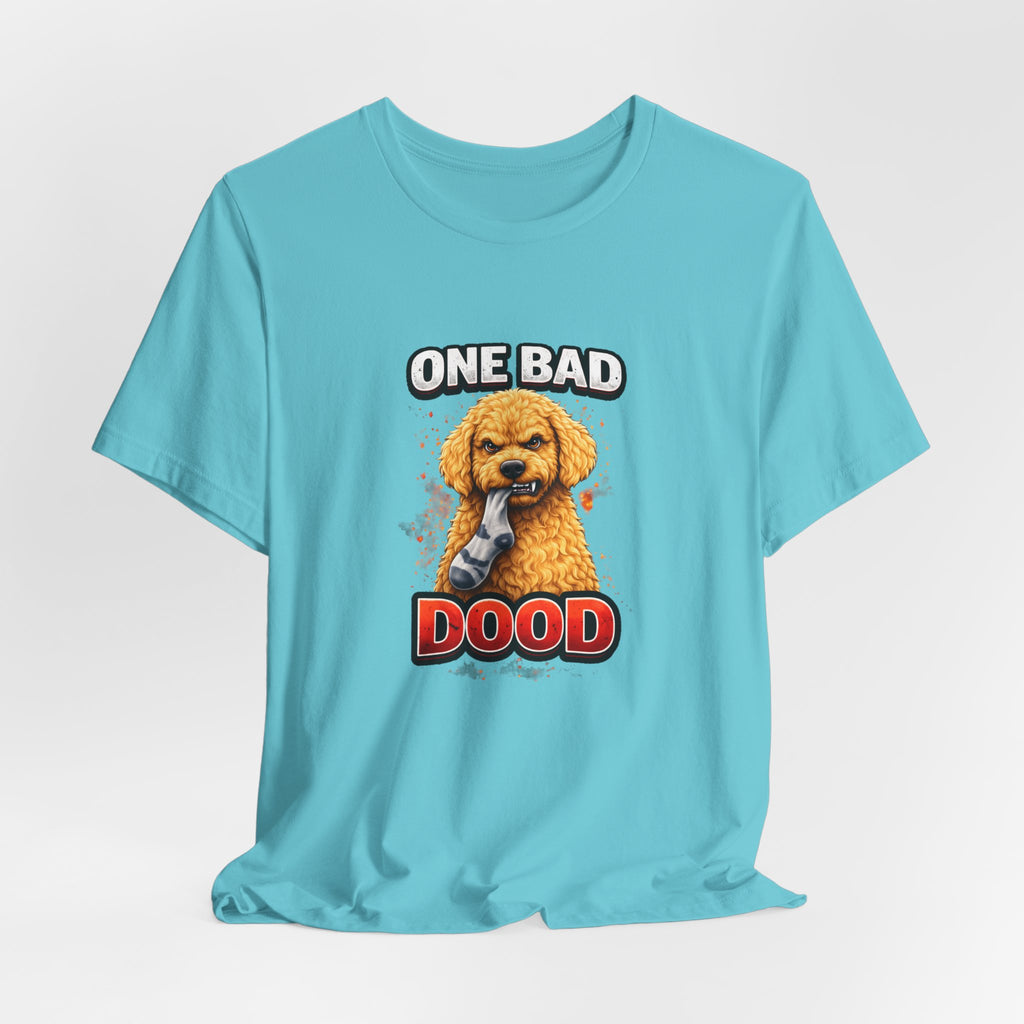 One Bad Dood Dog T-Shirt — Funny Golden Doodle Cartoon Tee for Dog Lovers