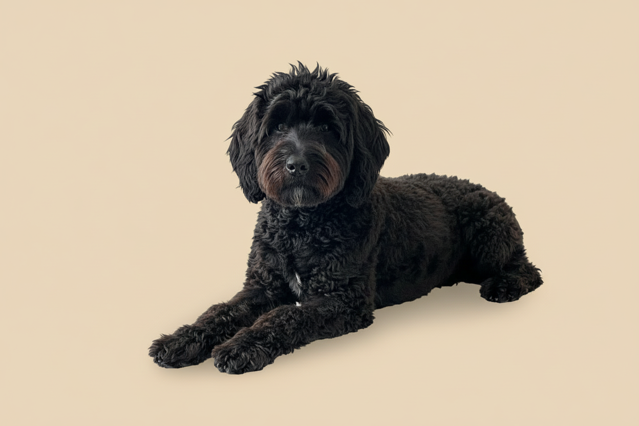 Dog with tan background
